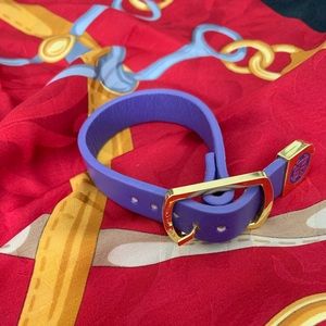 Rustic Cuff purple leather buckle bracelet